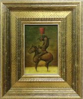 Centauro verde con sombrero con gamba al hombro