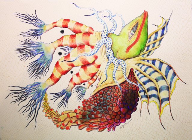 Sirena Arthropoda sobre fondo escamado I