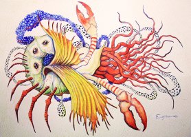 Sirena Arthropoda sobre fondo escamado III