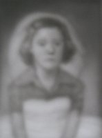 Young girl wearing wedding dress