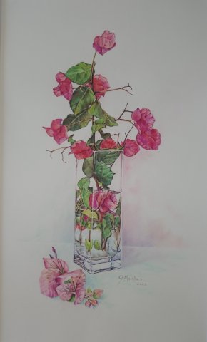 Jarrón con buganvilla