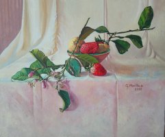 Bodegón con fresas y azahar