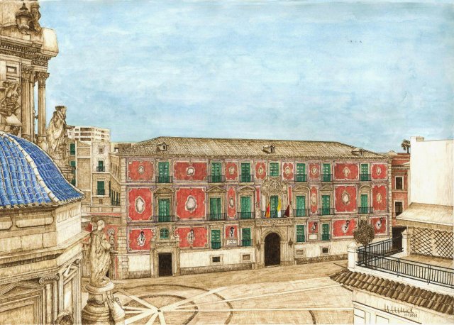 Palacio episcopal desde la catedral de Murcia