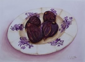 Saudade, higos en plato de cerámica de valarino