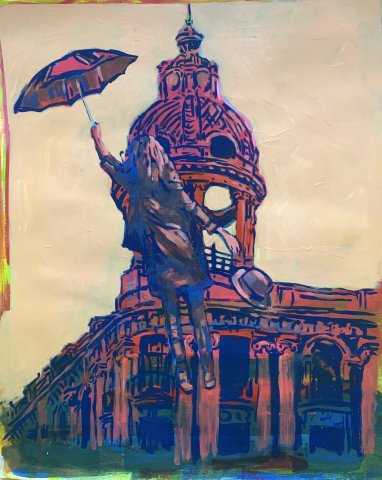 Un día de viento frente a la casa Cerdá 