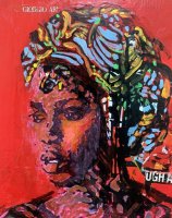 Rostro de mujer en rojo