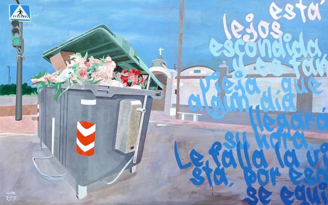 Contenedor con flores