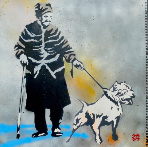 Mujer con pitbull II
